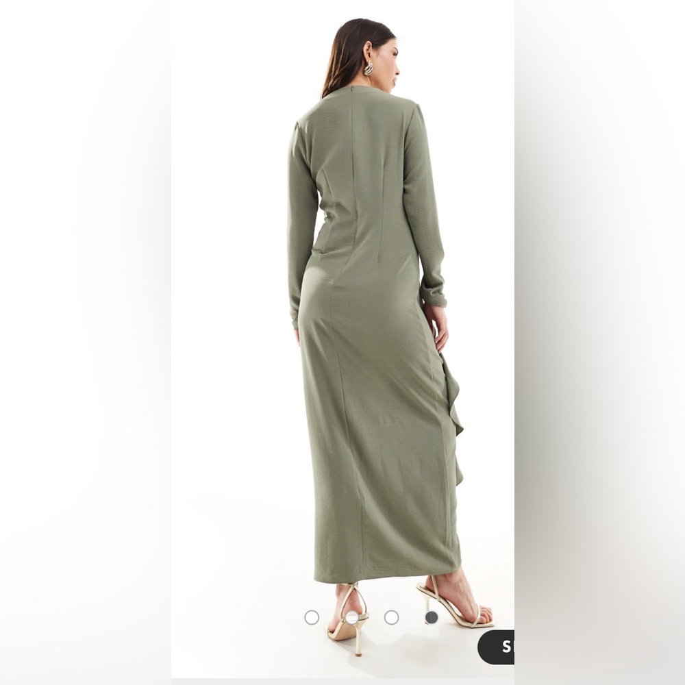 NEW ASOS long sleeve green maxi bodycon dress - Picture 3 of 6